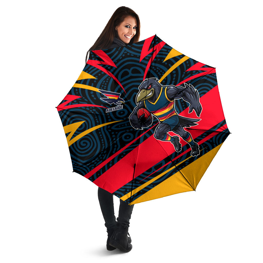 Adelaide Crows Australian Football Umbrella Fierce Mascot Spirit With Indigenous Pattern Art