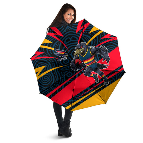 Adelaide Crows Australian Football Umbrella Fierce Mascot Spirit With Indigenous Pattern Art