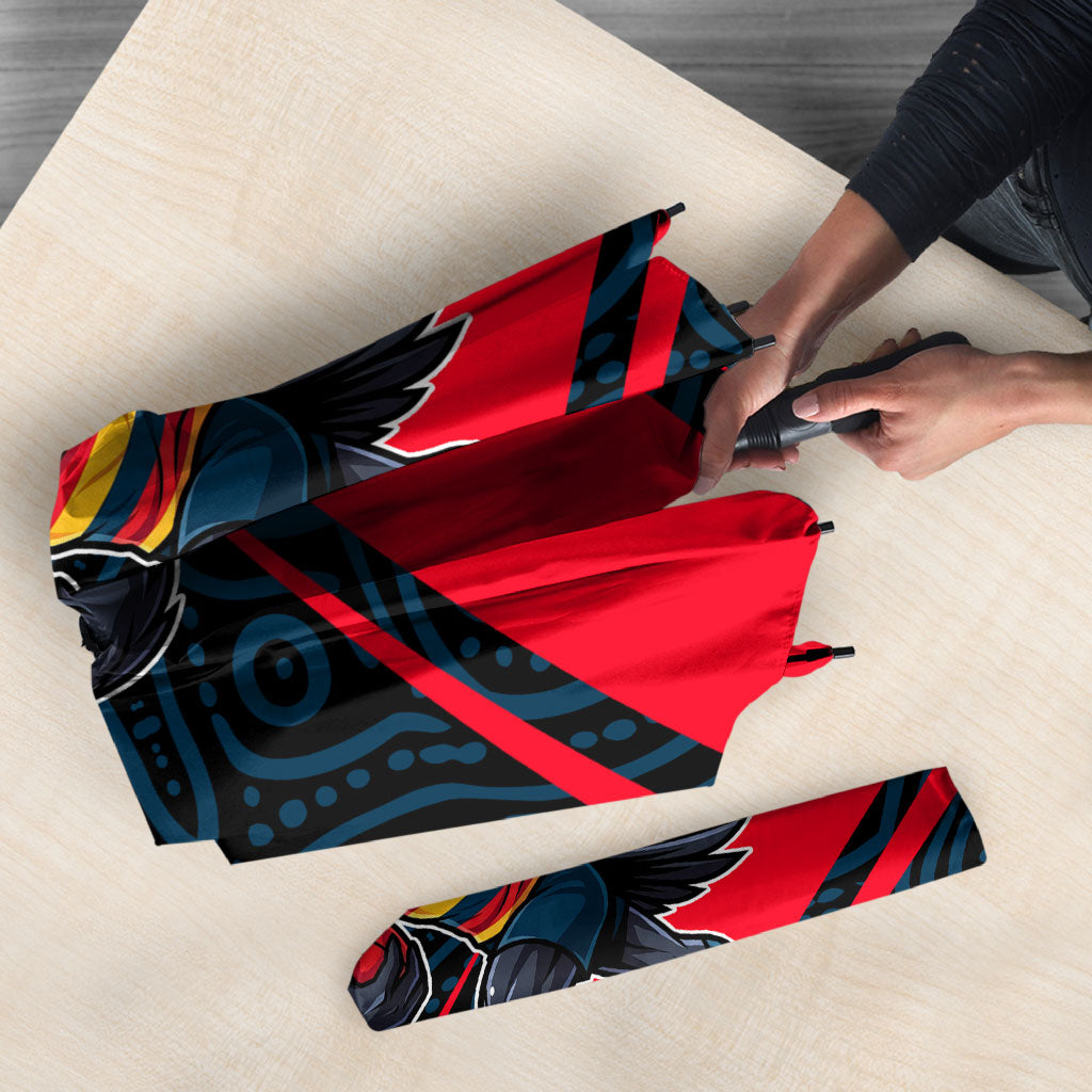 Adelaide Crows Australian Football Umbrella Fierce Mascot Spirit With Indigenous Pattern Art