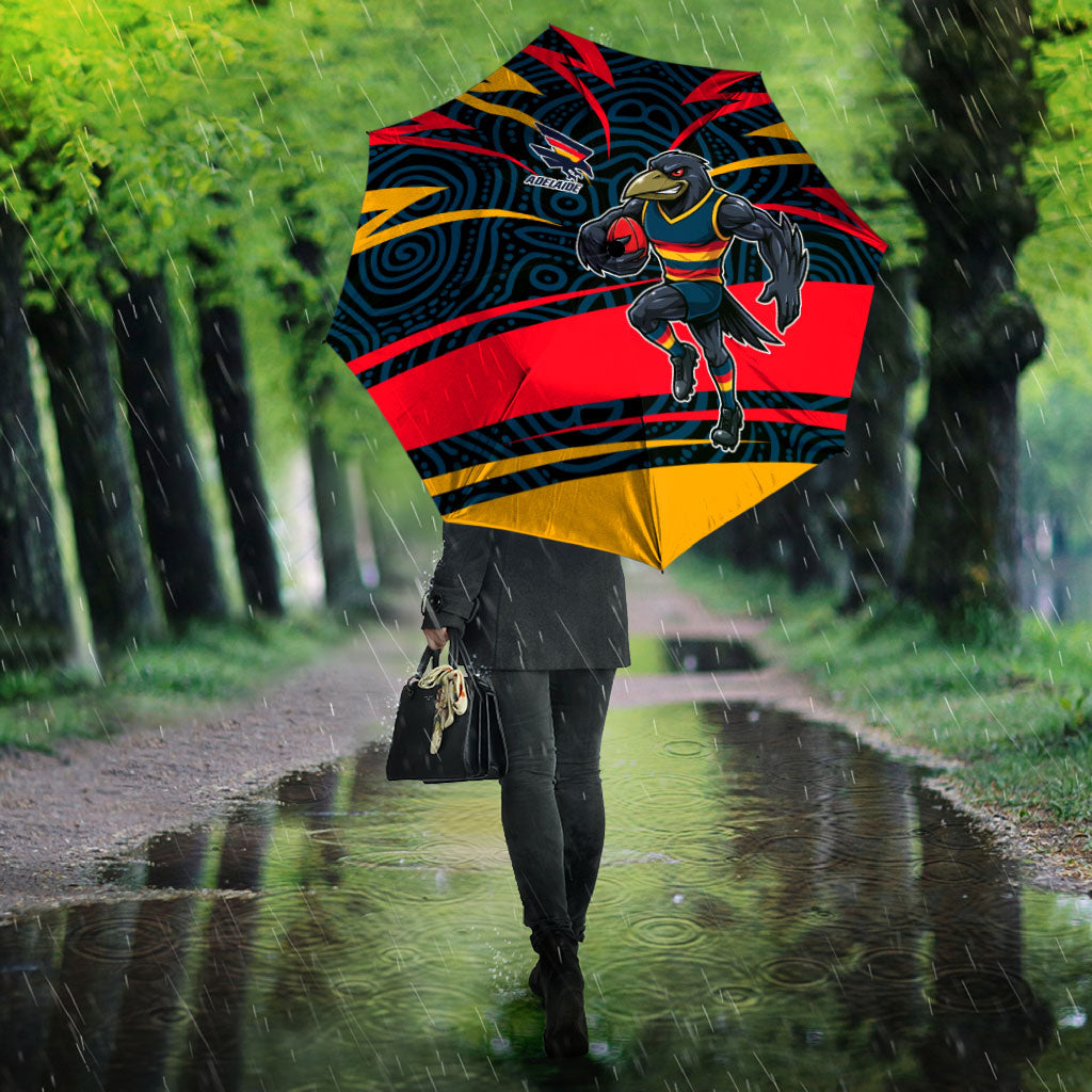 Adelaide Crows Australian Football Umbrella Fierce Mascot Spirit With Indigenous Pattern Art