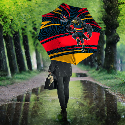 Adelaide Crows Australian Football Umbrella Fierce Mascot Spirit With Indigenous Pattern Art