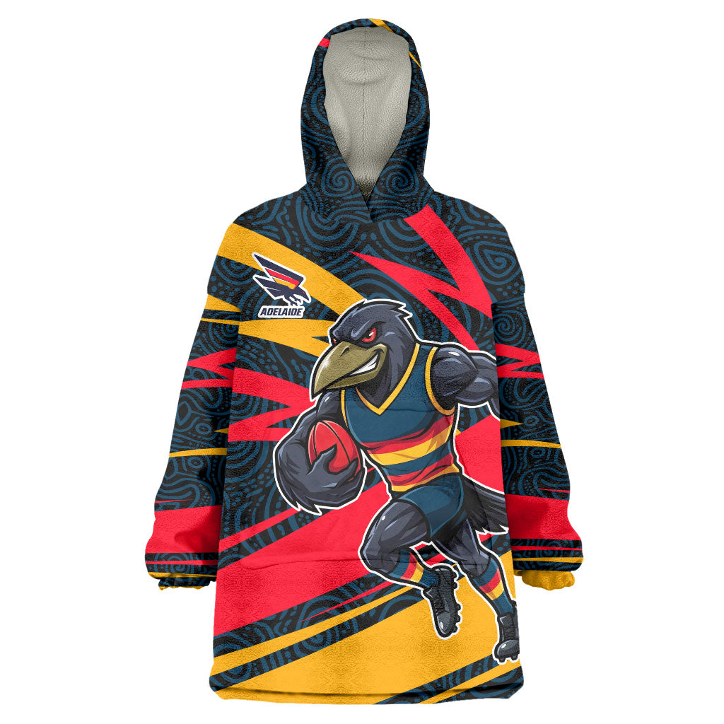 Adelaide Crows Australian Football Wearable Blanket Hoodie Fierce Mascot Spirit With Indigenous Pattern Art
