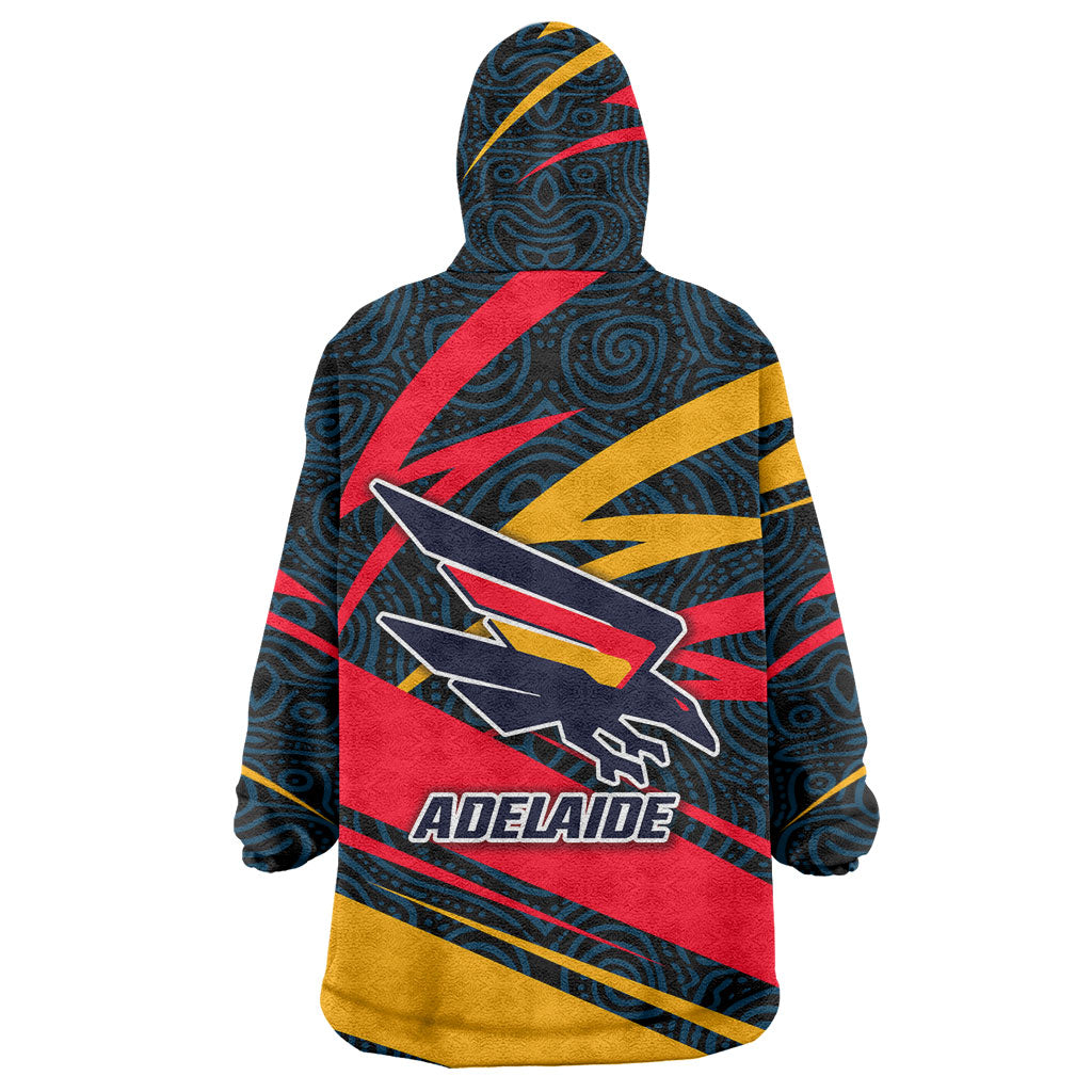 Adelaide Crows Australian Football Wearable Blanket Hoodie Fierce Mascot Spirit With Indigenous Pattern Art