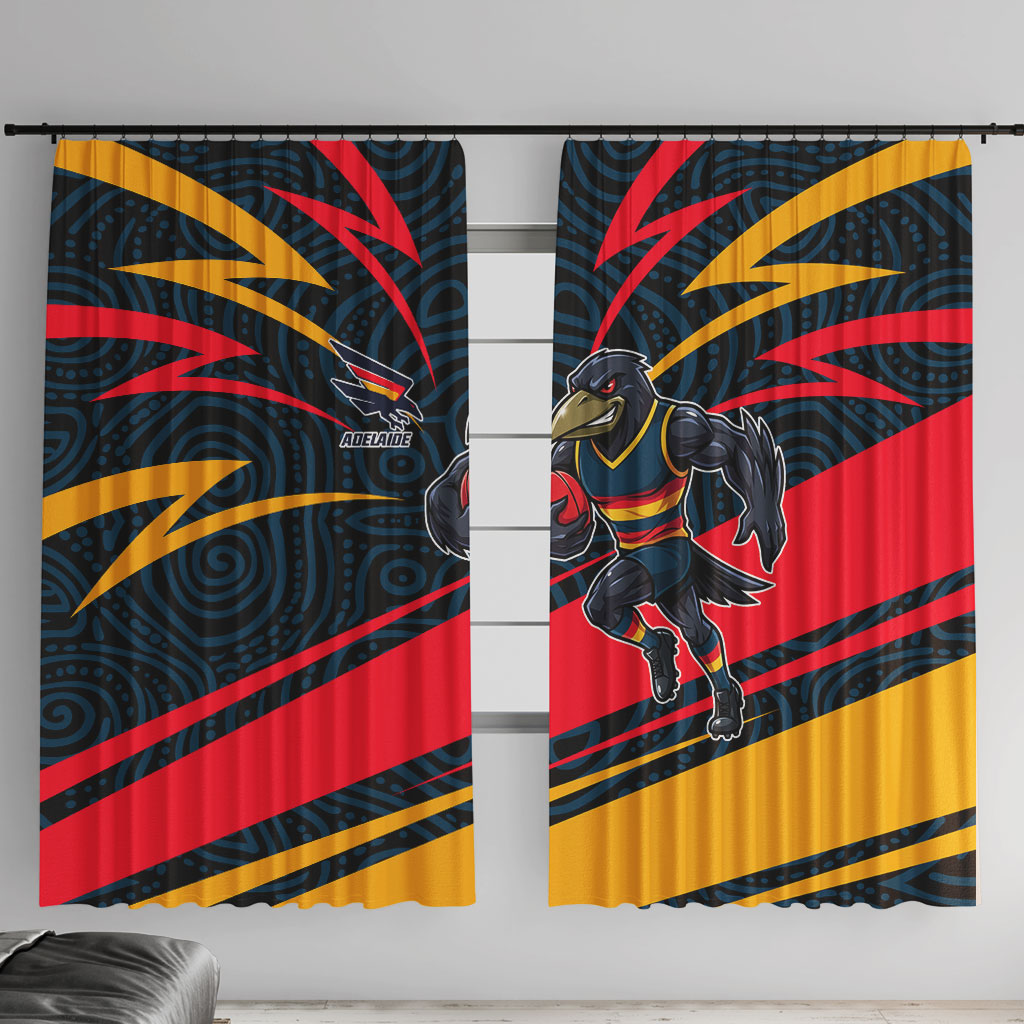 Adelaide Crows Australian Football Window Curtain Fierce Mascot Spirit With Indigenous Pattern Art