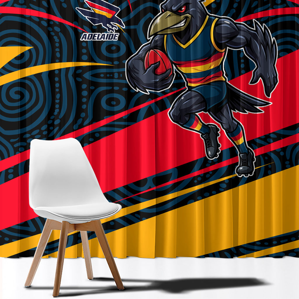 Adelaide Crows Australian Football Window Curtain Fierce Mascot Spirit With Indigenous Pattern Art