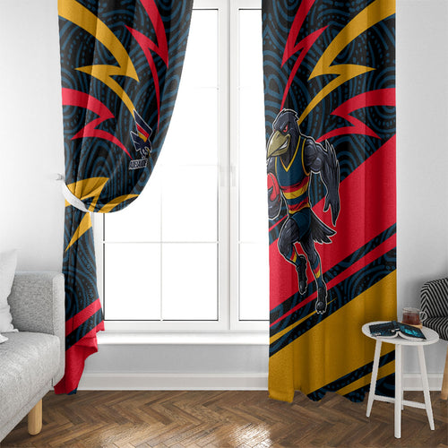 Adelaide Crows Australian Football Window Curtain Fierce Mascot Spirit With Indigenous Pattern Art