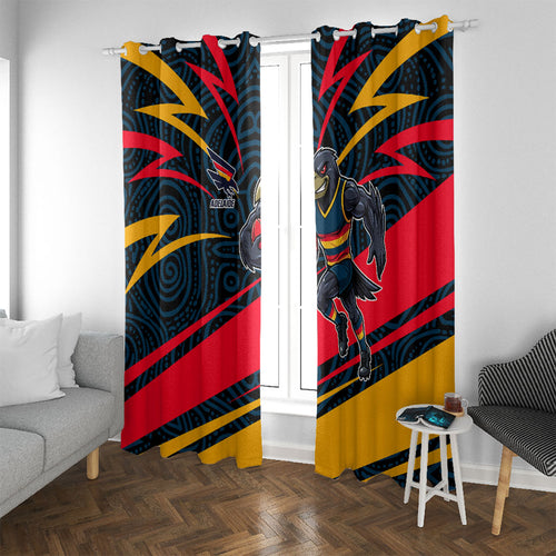 Adelaide Crows Australian Football Window Curtain Fierce Mascot Spirit With Indigenous Pattern Art