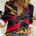 Adelaide Crows Australian Football Women Casual Shirt Fierce Mascot Spirit With Indigenous Pattern Art
