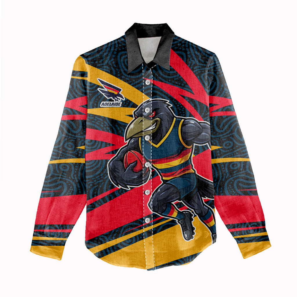 Adelaide Crows Australian Football Women Casual Shirt Fierce Mascot Spirit With Indigenous Pattern Art