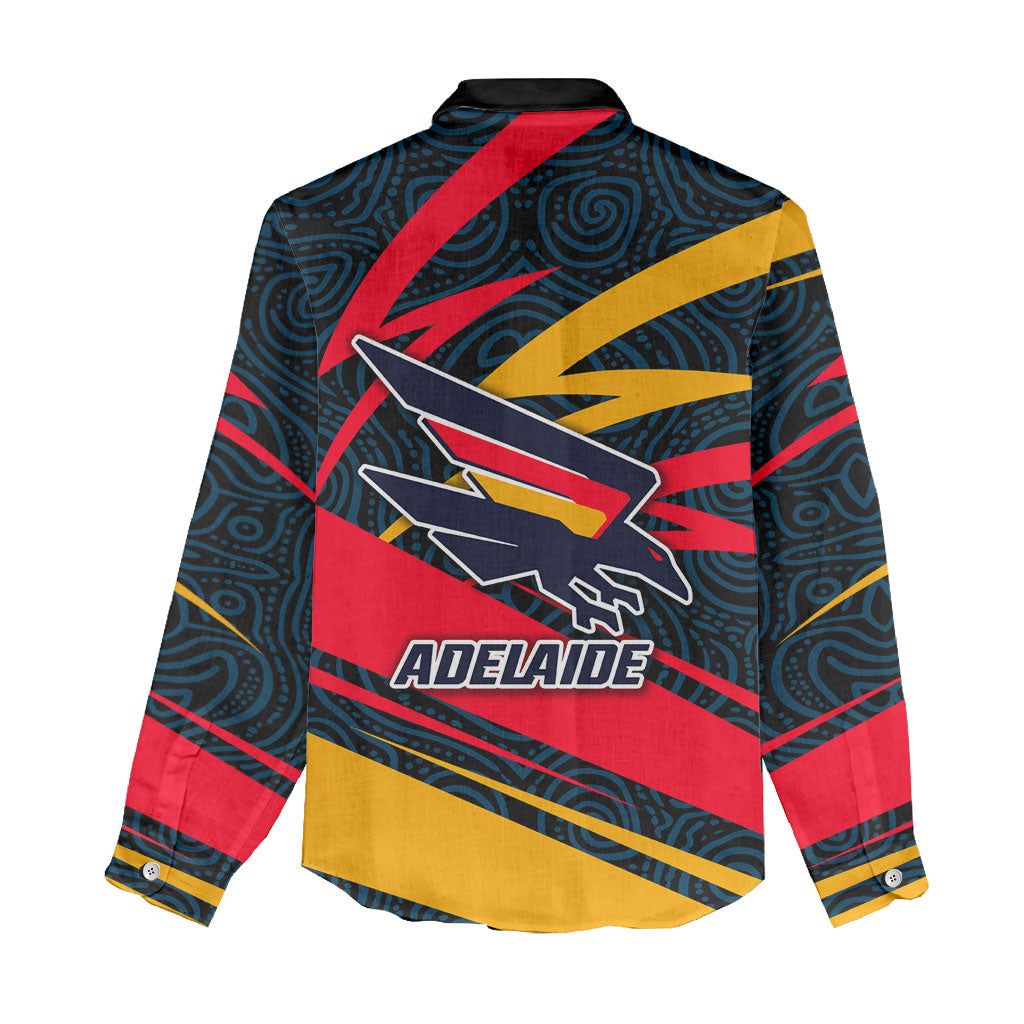 Adelaide Crows Australian Football Women Casual Shirt Fierce Mascot Spirit With Indigenous Pattern Art