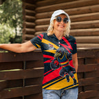 Adelaide Crows Australian Football Women Polo Shirt Fierce Mascot Spirit With Indigenous Pattern Art