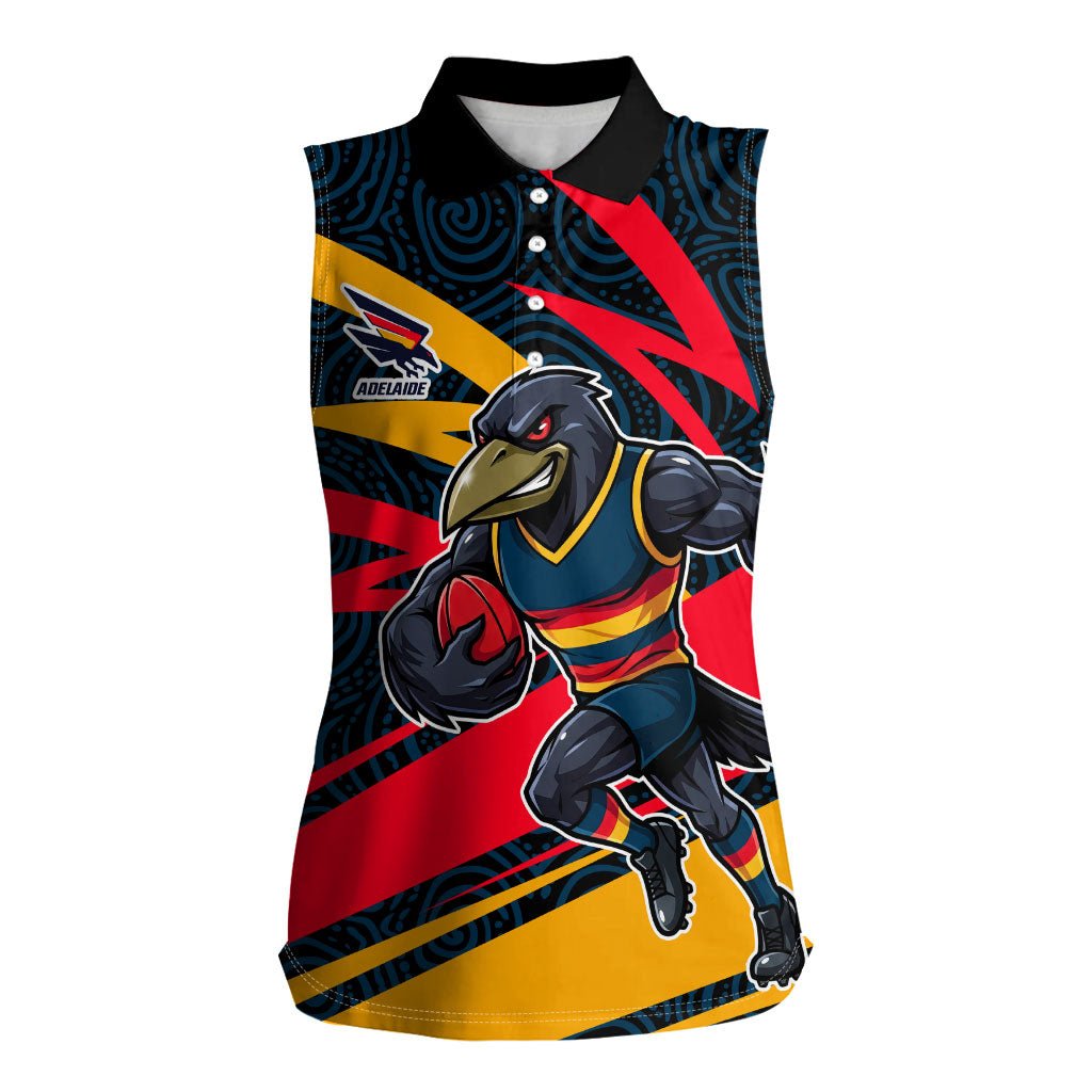 Adelaide Crows Australian Football Women Sleeveless Polo Shirt Fierce Mascot Spirit With Indigenous Pattern Art
