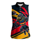 Adelaide Crows Australian Football Women Sleeveless Polo Shirt Fierce Mascot Spirit With Indigenous Pattern Art