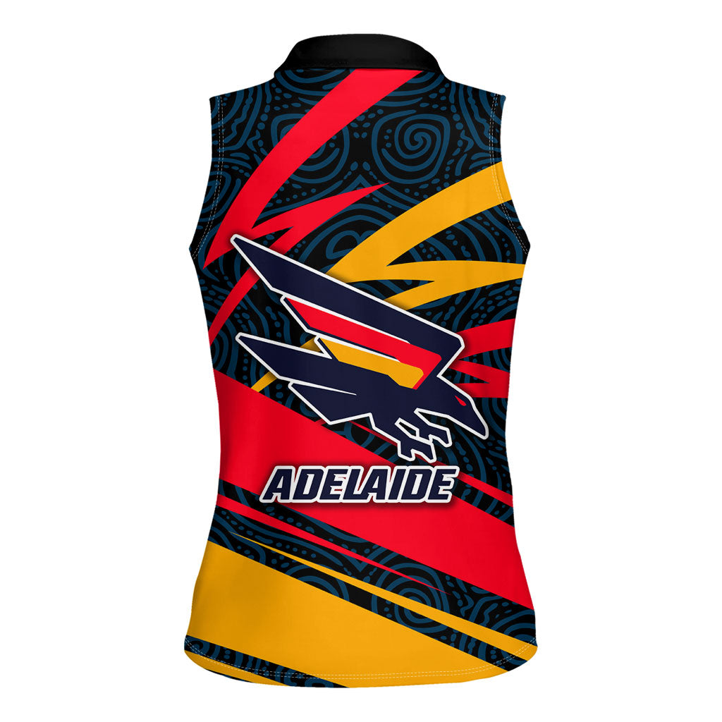 Adelaide Crows Australian Football Women Sleeveless Polo Shirt Fierce Mascot Spirit With Indigenous Pattern Art