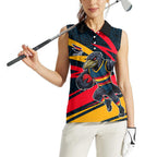 Adelaide Crows Australian Football Women Sleeveless Polo Shirt Fierce Mascot Spirit With Indigenous Pattern Art