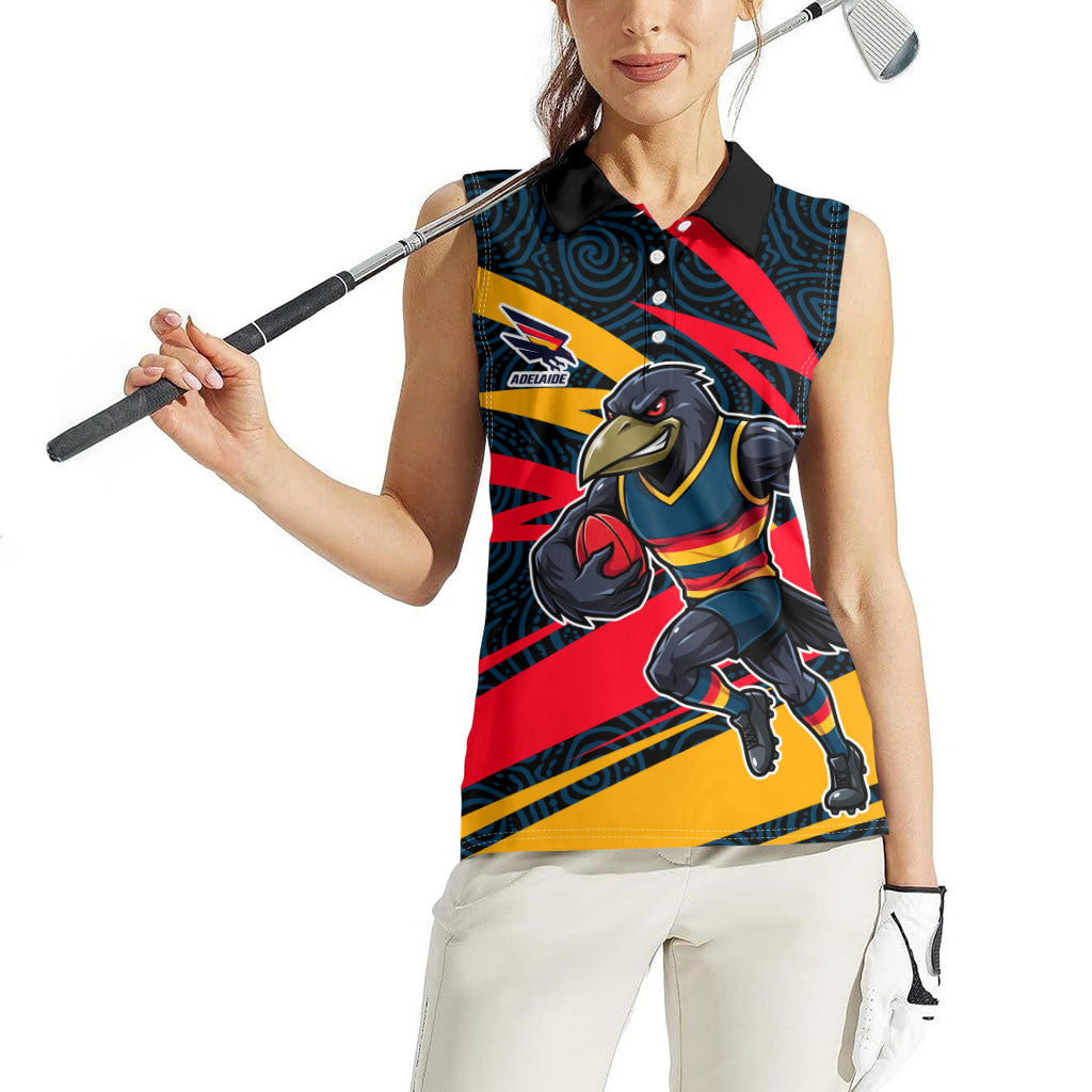 Adelaide Crows Australian Football Women Sleeveless Polo Shirt Fierce Mascot Spirit With Indigenous Pattern Art