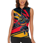 Adelaide Crows Australian Football Women Sleeveless Polo Shirt Fierce Mascot Spirit With Indigenous Pattern Art