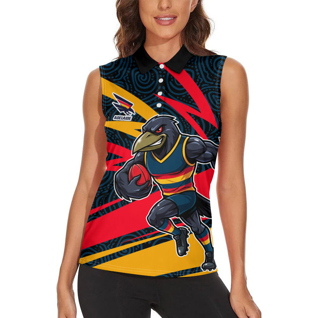 Adelaide Crows Australian Football Women Sleeveless Polo Shirt Fierce Mascot Spirit With Indigenous Pattern Art