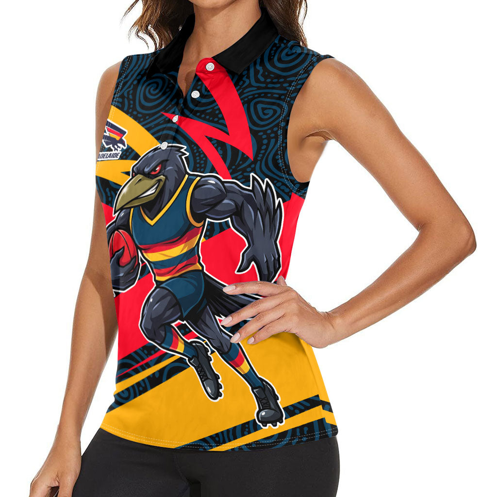 Adelaide Crows Australian Football Women Sleeveless Polo Shirt Fierce Mascot Spirit With Indigenous Pattern Art