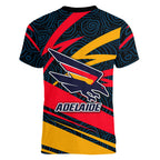 Adelaide Crows Australian Football Women V-Neck T-Shirt Fierce Mascot Spirit With Indigenous Pattern Art