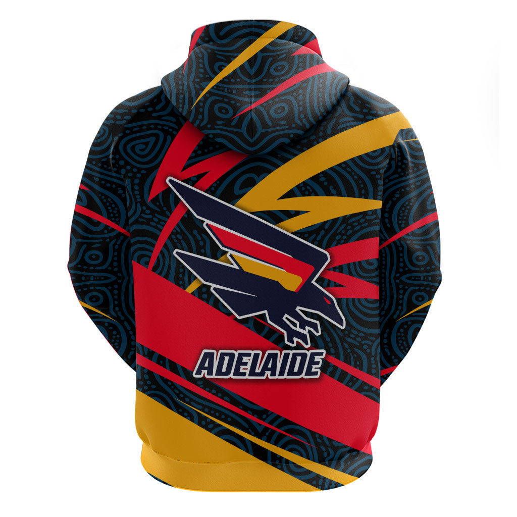 Adelaide Crows Australian Football Zip Hoodie Fierce Mascot Spirit With Indigenous Pattern Art