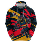 Adelaide Crows Australian Football Zip Hoodie Fierce Mascot Spirit With Indigenous Pattern Art