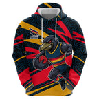Adelaide Crows Australian Football Zip Hoodie Fierce Mascot Spirit With Indigenous Pattern Art