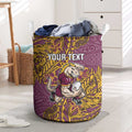 Personalised Brisbane Broncos Laundry Basket Polynesian Tribal Pattern With Rugby Horse Mascot Art