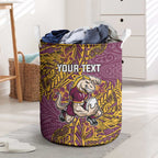 Personalised Brisbane Broncos Laundry Basket Polynesian Tribal Pattern With Rugby Horse Mascot Art