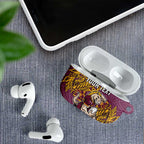 Personalised Brisbane Broncos AirPods Case Polynesian Tribal Pattern With Rugby Horse Mascot Art