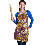 Personalised Brisbane Broncos Apron Polynesian Tribal Pattern With Rugby Horse Mascot Art