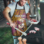 Personalised Brisbane Broncos Apron Polynesian Tribal Pattern With Rugby Horse Mascot Art