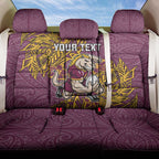 Personalised Brisbane Broncos Back Car Seat Cover Polynesian Tribal Pattern With Rugby Horse Mascot Art