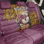 Personalised Brisbane Broncos Back Car Seat Cover Polynesian Tribal Pattern With Rugby Horse Mascot Art