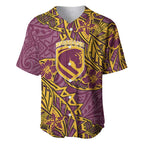 Personalised Brisbane Broncos Baseball Jersey Polynesian Tribal Pattern With Rugby Horse Mascot Art