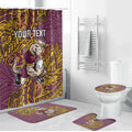 Personalised Brisbane Broncos Bathroom Set Polynesian Tribal Pattern With Rugby Horse Mascot Art