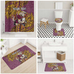Personalised Brisbane Broncos Bathroom Set Polynesian Tribal Pattern With Rugby Horse Mascot Art