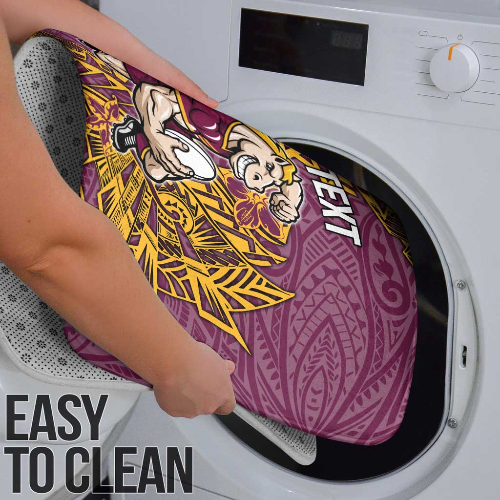 Personalised Brisbane Broncos Bathroom Set Polynesian Tribal Pattern With Rugby Horse Mascot Art