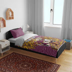 Personalised Brisbane Broncos Bedding Set Polynesian Tribal Pattern With Rugby Horse Mascot Art