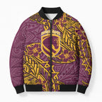 Personalised Brisbane Broncos Bomber Puffer Jacket Polynesian Tribal Pattern With Rugby Horse Mascot Art