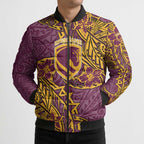 Personalised Brisbane Broncos Bomber Puffer Jacket Polynesian Tribal Pattern With Rugby Horse Mascot Art