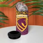 Personalised Brisbane Broncos 4 in 1 Can Cooler Tumbler Polynesian Tribal Pattern With Rugby Horse Mascot Art