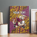 Personalised Brisbane Broncos Canvas Wall Art Polynesian Tribal Pattern With Rugby Horse Mascot Art