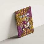 Personalised Brisbane Broncos Canvas Wall Art Polynesian Tribal Pattern With Rugby Horse Mascot Art