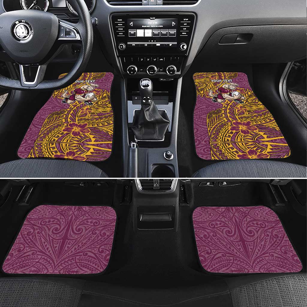 Personalised Brisbane Broncos Car Mats Polynesian Tribal Pattern With Rugby Horse Mascot Art