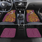 Personalised Brisbane Broncos Car Mats Polynesian Tribal Pattern With Rugby Horse Mascot Art