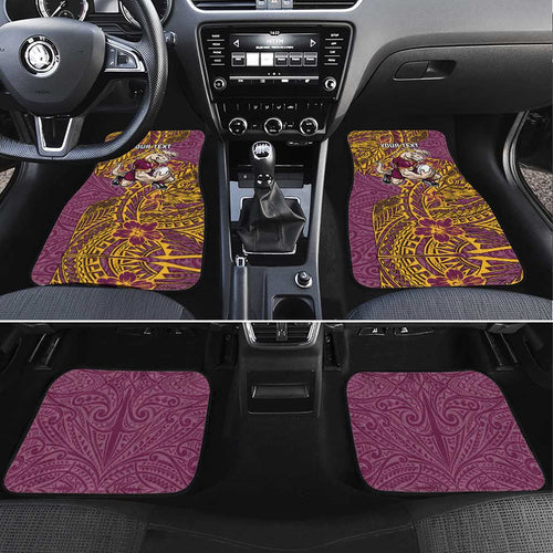 Personalised Brisbane Broncos Car Mats Polynesian Tribal Pattern With Rugby Horse Mascot Art