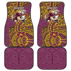 Personalised Brisbane Broncos Car Mats Polynesian Tribal Pattern With Rugby Horse Mascot Art