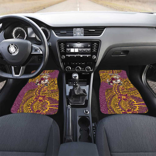 Personalised Brisbane Broncos Car Mats Polynesian Tribal Pattern With Rugby Horse Mascot Art
