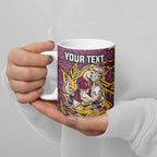 Personalised Brisbane Broncos Ceramic Mug Polynesian Tribal Pattern With Rugby Horse Mascot Art